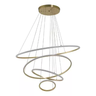 Pendente Led Moderno 4 Anéis Mesa Escada Pé Direito Duplo Cor Dourado Fosco 110v/220v