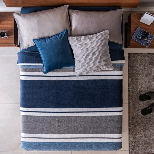 Cobertor Mat / Ind Nordico Preston Vianney Doble Vista Azul Diseño De La Tela Beauty Soft