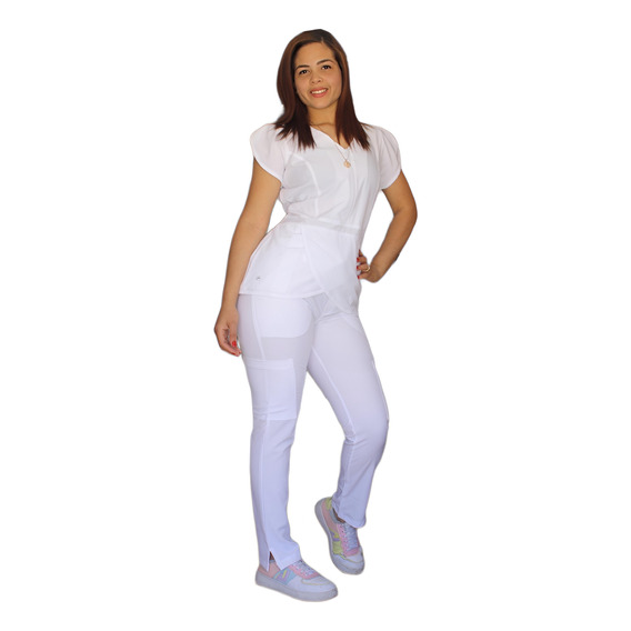 Uniforme Clínico Blanco Enfermería Medicina Mod. Mariposa