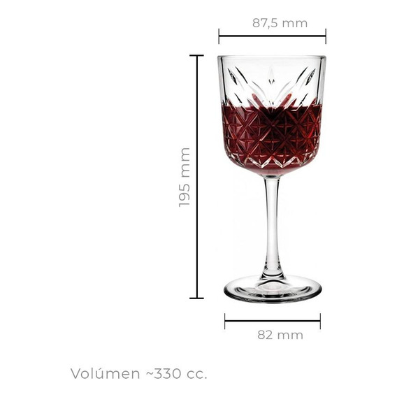 Set De 6 Copas De Vino Tinto 330 Ml Linea Timelles