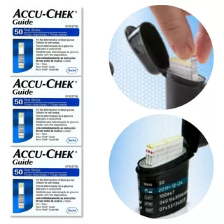 Kit 3 Caixas Tiras De Glicemia Accu-chek Guide 50 Uni Cada