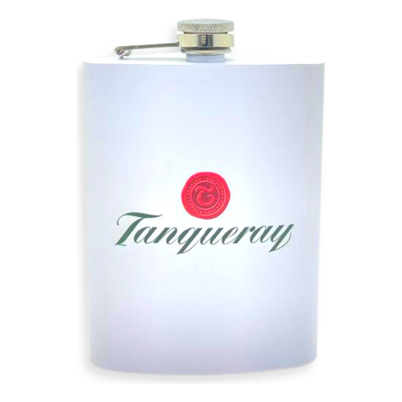 Petaca Tanqueray Blanca De Acero Inoxidable 8oz 236ml