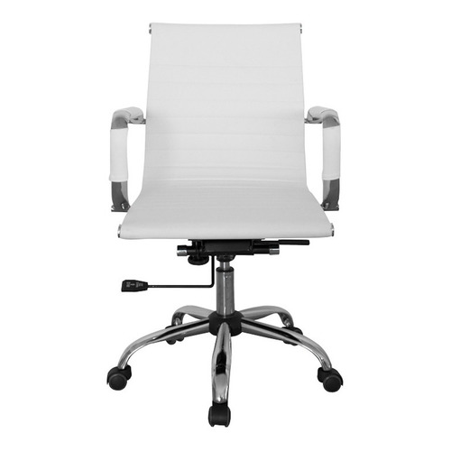 Silla de escritorio Para Tu Casa Aluminium Eames bajo pc ergonómica  blanca con tapizado de cuero sintético
