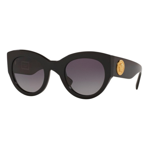 Anteojos de sol Versace VE4353 con marco de plástico color negro, lente gris de plástico, varilla negra de plástico