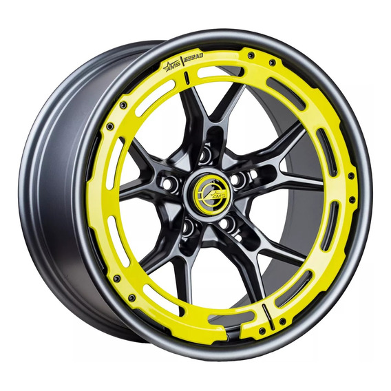 Llantas 17x8.5 5x114.3 Et20 Ams Matte Gun Matte Yellow Qc184