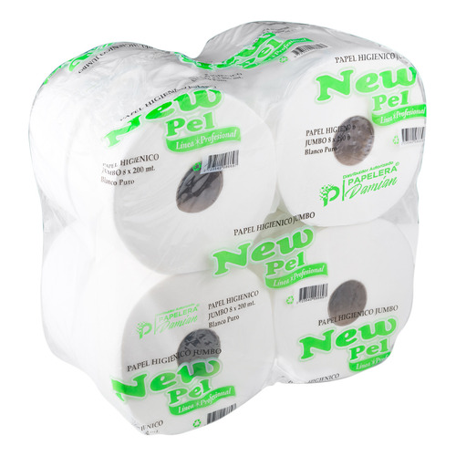 New Pel  8 unidades papel higiénico blanco puro tissue jumbo