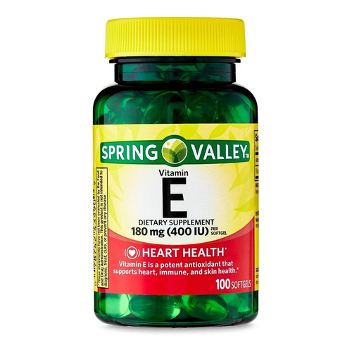 Vitamina E 400 (180 Mg) 100 Softgels Spring Valley Sabor Sin Sabor