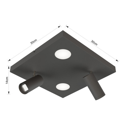 Plafon 4 Luces Nacho+eye Negro Diseño Alta Calidad 20374 Rd