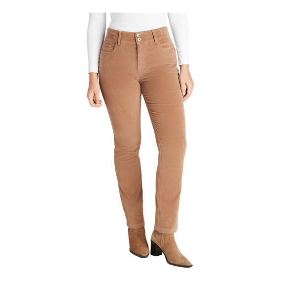 Pantalón De Cotele Con Push Up Y 2 Botones Beige