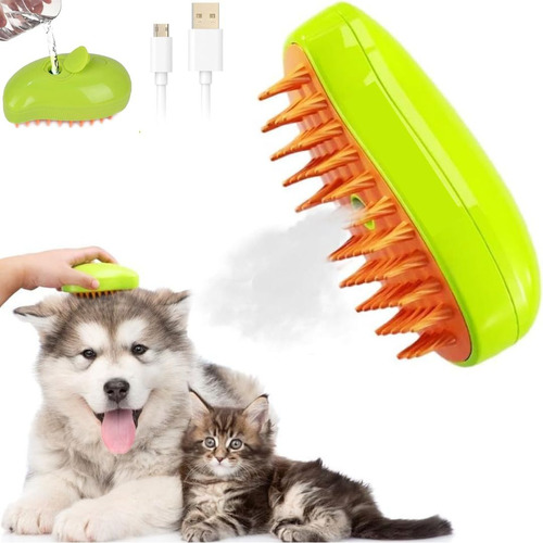 Cepillo Vapor Para Gatos 3 En 1 Recargable Color Verde