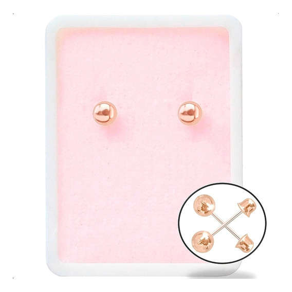 Broquel Bola Dormilona P/bebe 3mm En Oro Rosa Solido 10k!