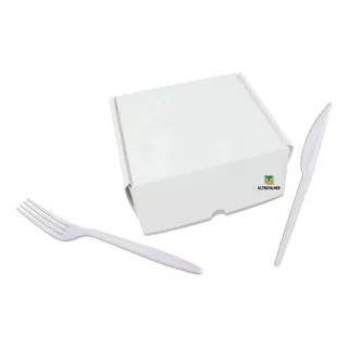 Kit 1000 Garfo + 1000 Faca Refeição Branco 16cm Ultratalher Cor Água