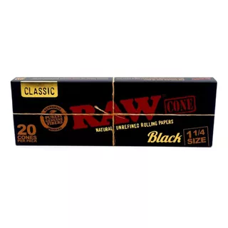 Seda Raw Cone Classic Black 1 1/4 Com 20 Unidades