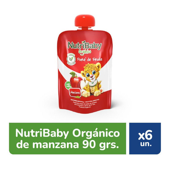 Nutribaby Organico Pure Fruta Manzana Pouch 90 Gr X 6 Un