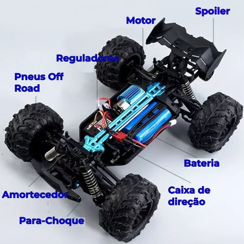 Carrinho de Controle Remoto - Monster Truck - 7 Funções - Sortido