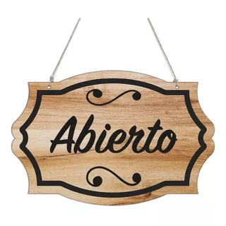 Letrero Abierto - Cerrado Vintage 30 X 20 Cm En Madera 