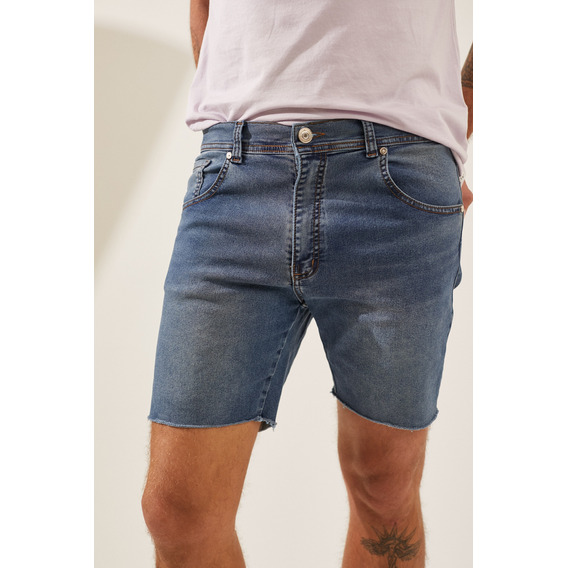 Bermuda Airborn Denim En Algodón Tiro Medio Para Hombre