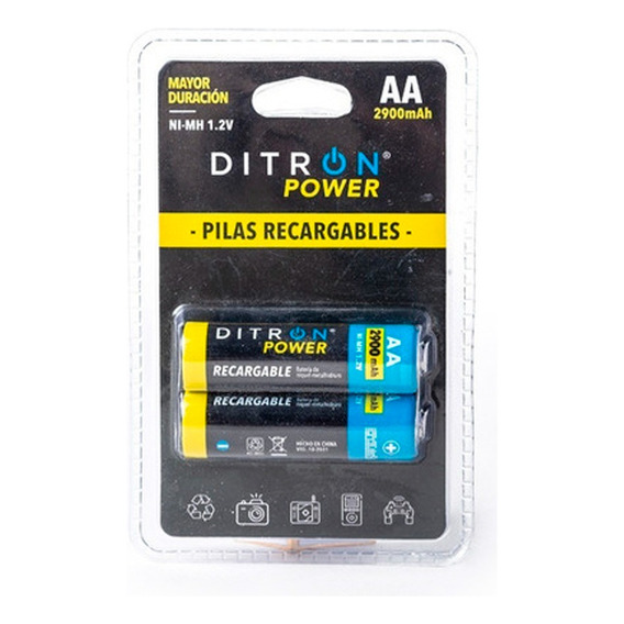 Pilas Aa Ditron Recargables X2 2900mah Doble A