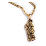 Cadena Dije Santa Muerte Collar Oro 18k Acero Inox Hombre