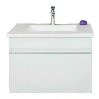 Mueble Para Baño Bernova Eco De 63cm De Ancho, 45cm De Alto Y 40cm De Profundidad Con Bacha Y Mueble Color Blanco Con Un Agujero Para Grifería