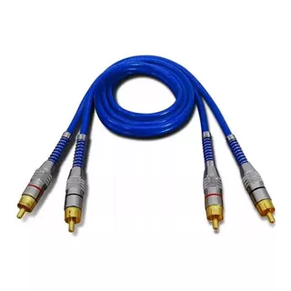 Cabo Rca 1 Metro Dupla Blindagem 5mm Plug Metal Blindado Cor Azul