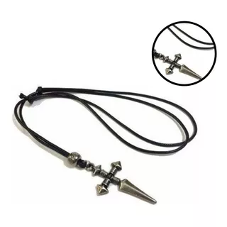 Colar Masculino Cordão Cruz Crucifixo Medieval Gospel Cor Cinza