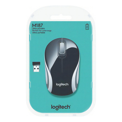 Mouse Wireless Mini M187 Logitech Receptor Nano Color Negro