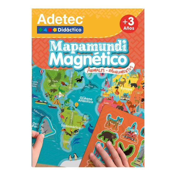 Mapamundi  Magnético Didáctico (animales Y Monumento) Adetec