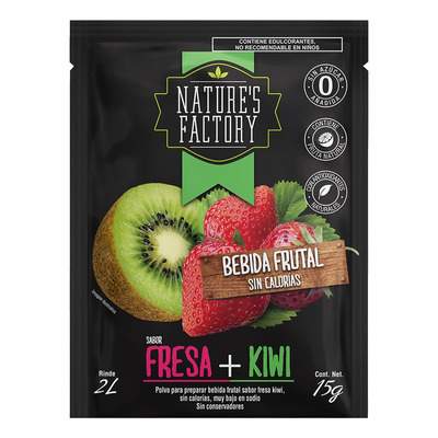 Natures Factory Bebida En Polvo Sabor Fresa Kiwi 10 Piezas.