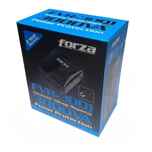 Regulador Voltaje Forza 3000va Y 1500w 4 Tomas 110v Fvr-3001 Color Negro