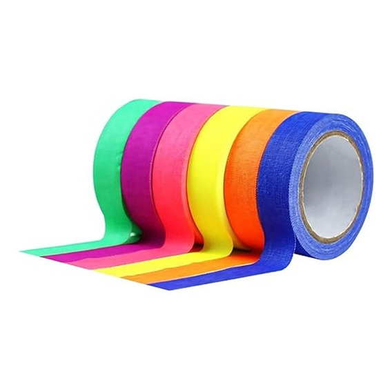 Cinta Adhesiva Fluorescente Color Neón Stickers, 6 Rollos