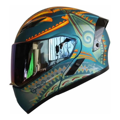 Casco Para Moto Kov Abatible Luz Led Dot Estelar Peek Azul Color Azul acero Tamaño del casco M