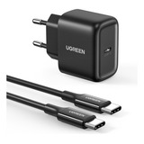 Ugreen Cargador Usb-c 25w Pd Con Cable Usb-c A C 2m Color Negro