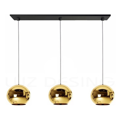 Colgante 3 Luces Tom Globo Oro Vidrio Tendencia Moderno 