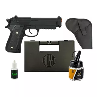 Pistola Airsoft Toda Ferro Pt92 + Coldre + Case + Bbs + Óleo