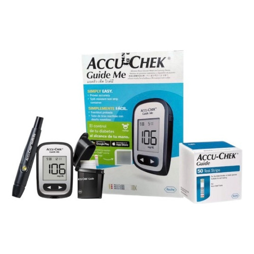 Glucometro Medidor Accuchek Guide + 50 Cintas Glicemia Color Negro