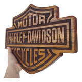 Placa Decorativa Logo Harley Davidson Moto Madeira