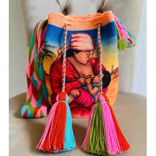Mochila Wayuu Tradicional Pintada A Mano.
