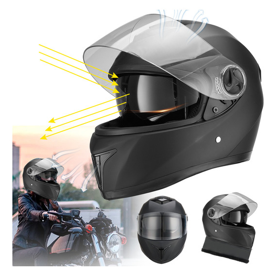 Casco Abatibles Motos Motocicleta Visor Doble Antivaho Hd