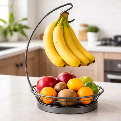 Fruteira Com Suporte Cacho De Banana Conserva Fruta Bananeira Cor