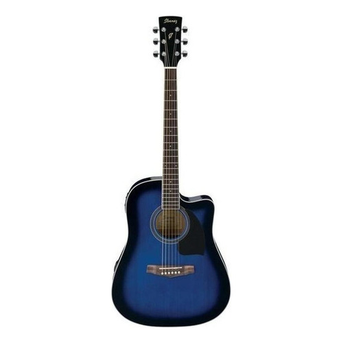 Guitarra acústica Ibanez PF15ECE para diestros transparent blue sunburst high gloss brillante