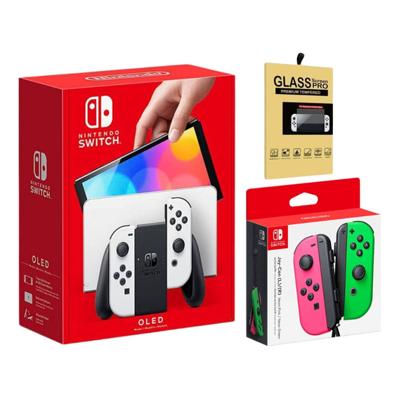 Nintendo Switch Oled Blanco + Joy-con Neon Pink/ Neon Green