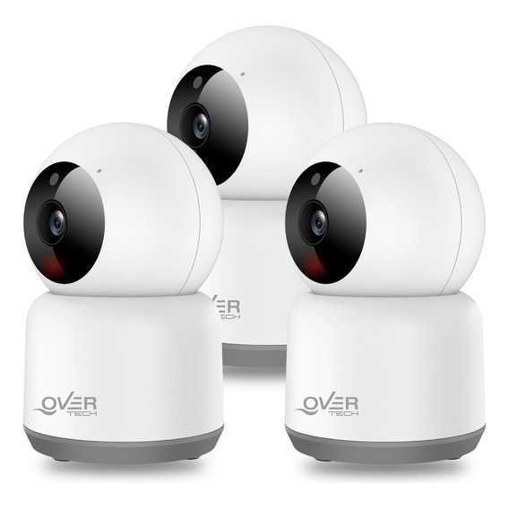 Kit X3 Camara De Seguridad Overtech Wifi Ov-58ip Full Hd 3mp 3x Color Blanco