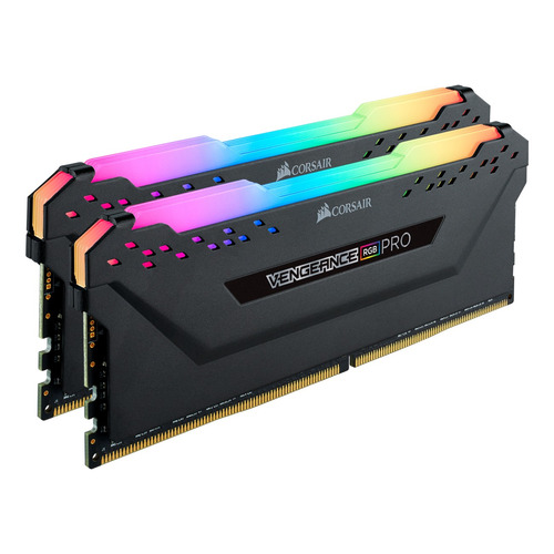 Memoria RAM Vengeance RGB Pro gamer color negro 32GB 2 Corsair CMW32GX4M2D3000C16
