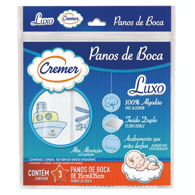 Toalha De Boca Bordado Para Bebe Cremer Estampa Menino