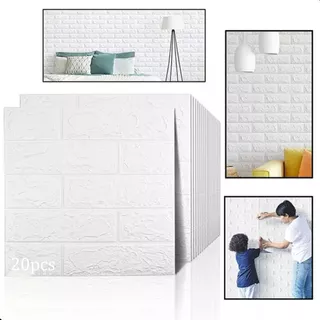 20 Piezas Blanco Panel Para Decorar 3d Tipo Azulejo Pared 