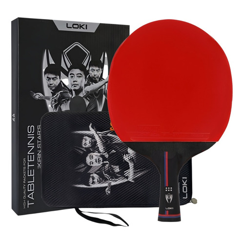 Loki Paleta Ping Pong Profesional K6 Estrella Lapícero Carb Color Rojo-negro Tipo De Mango Cs (chino)