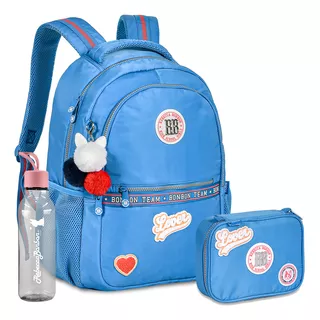 Kit Mochila Estojo Juvenil Meninas Rb Color Pop Miçangas 