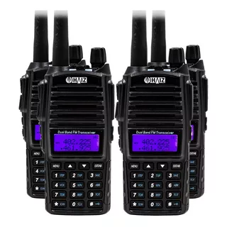 Kit 4 Rádio Comunicador 5w Haiz Vhf /uhf/ Fm Dual Band Uv-82 Cor Preto