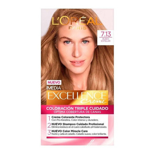Kit Tintura L'Oréal Paris  Excellence  tono 7.13 rubio estelar para cabello